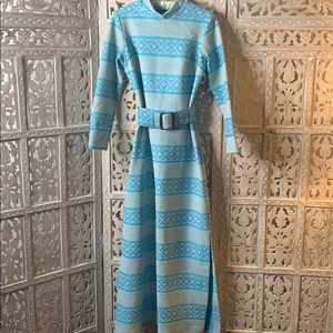 Vintage Blue Brocade Maxi dress